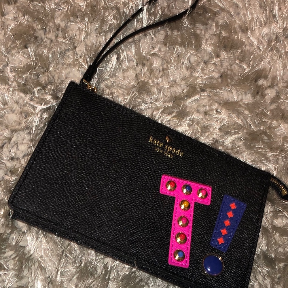 NEW KATE SPADE "T" HARTLEY LANE INITAL WRISTLET